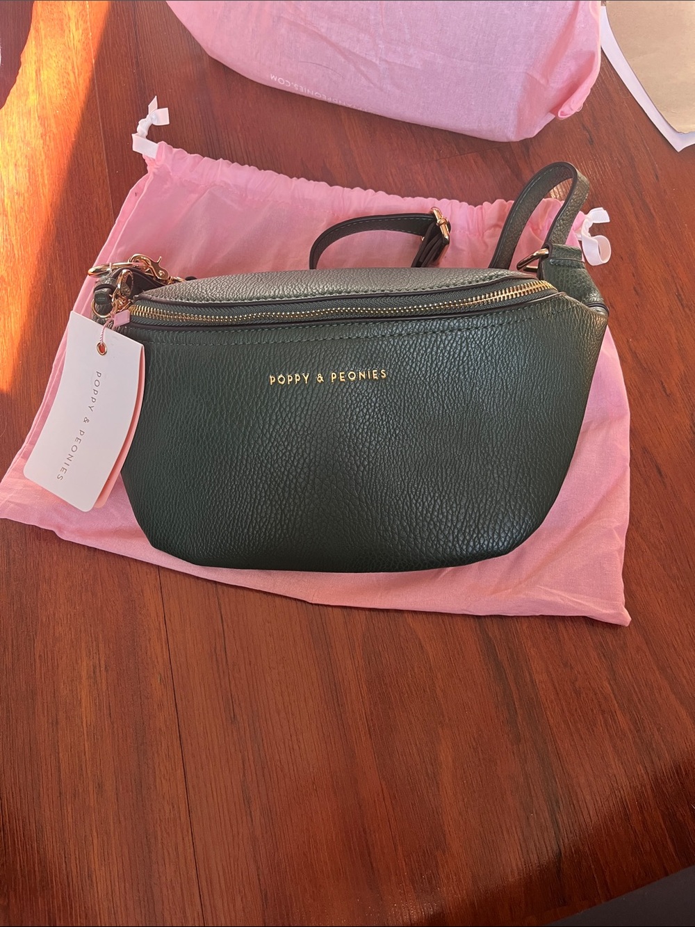 Poppy & Peonies Heritage green Side Kick Belt Bag